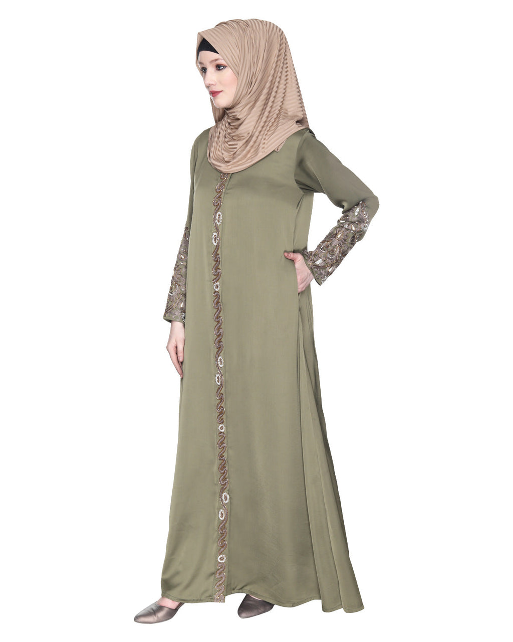 Opulent Hand Embroidered Luxury Abaya Dead Mint