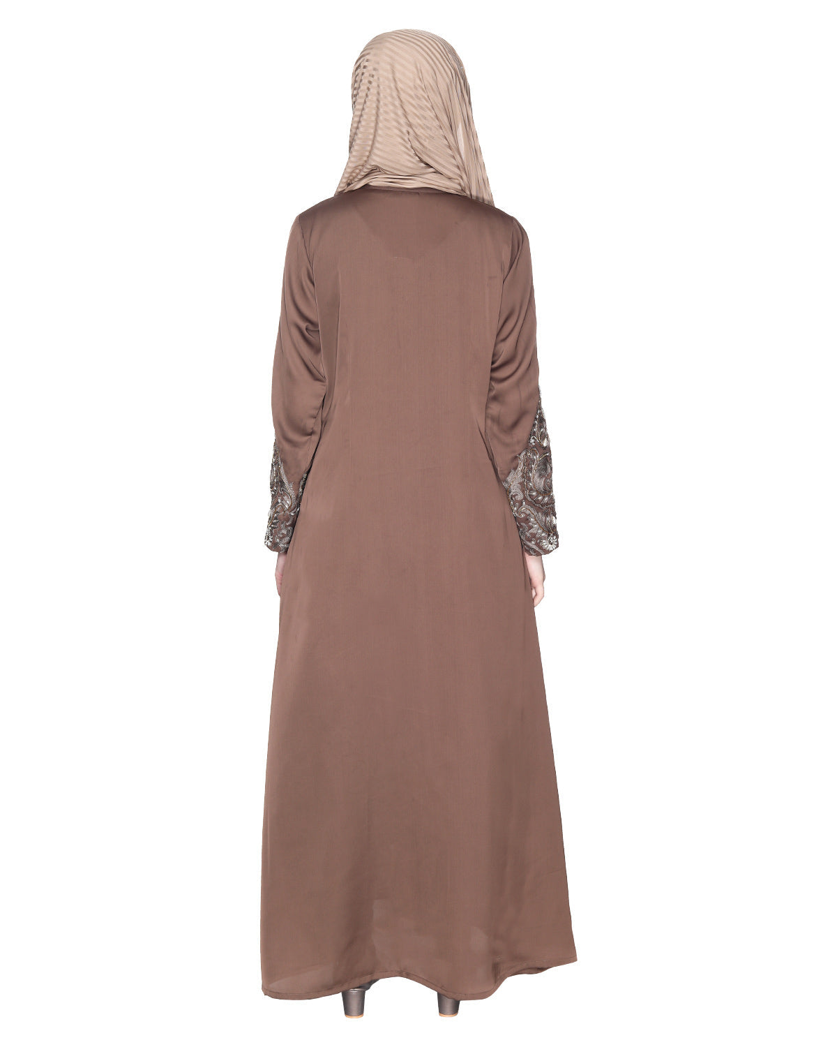 Opulent Hand Embroidered Luxury Abaya Oak Brown