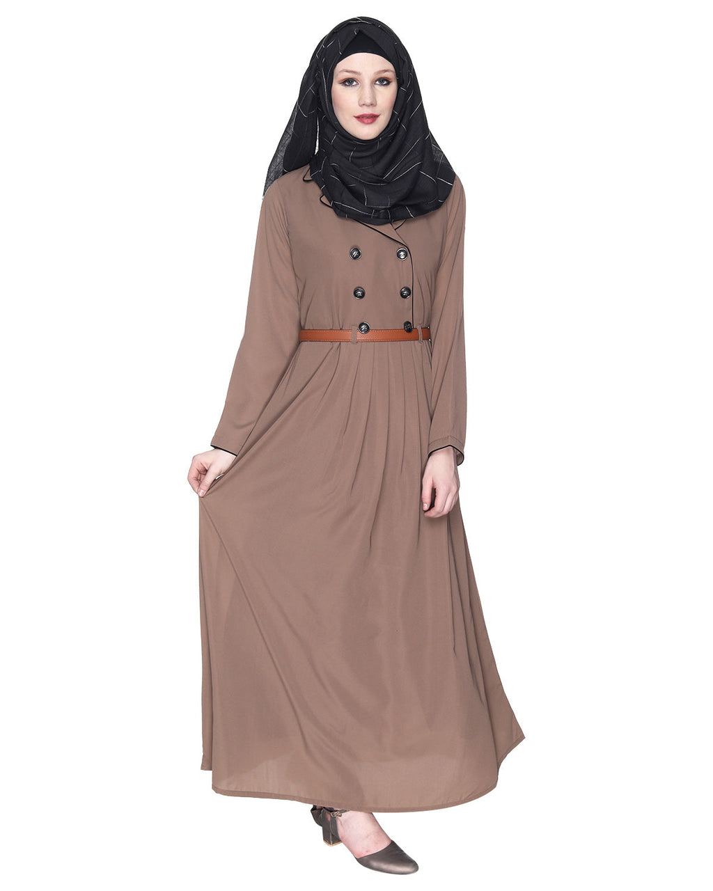 Oak Brown Coat Style Abaya Oak Brown