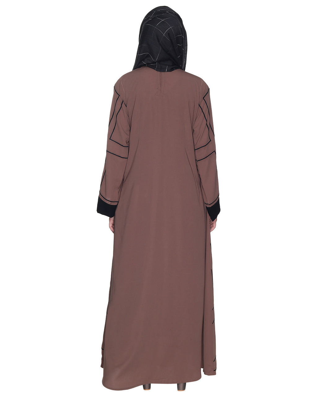 Designer Shrug Style Closed Abaya Brown & Black