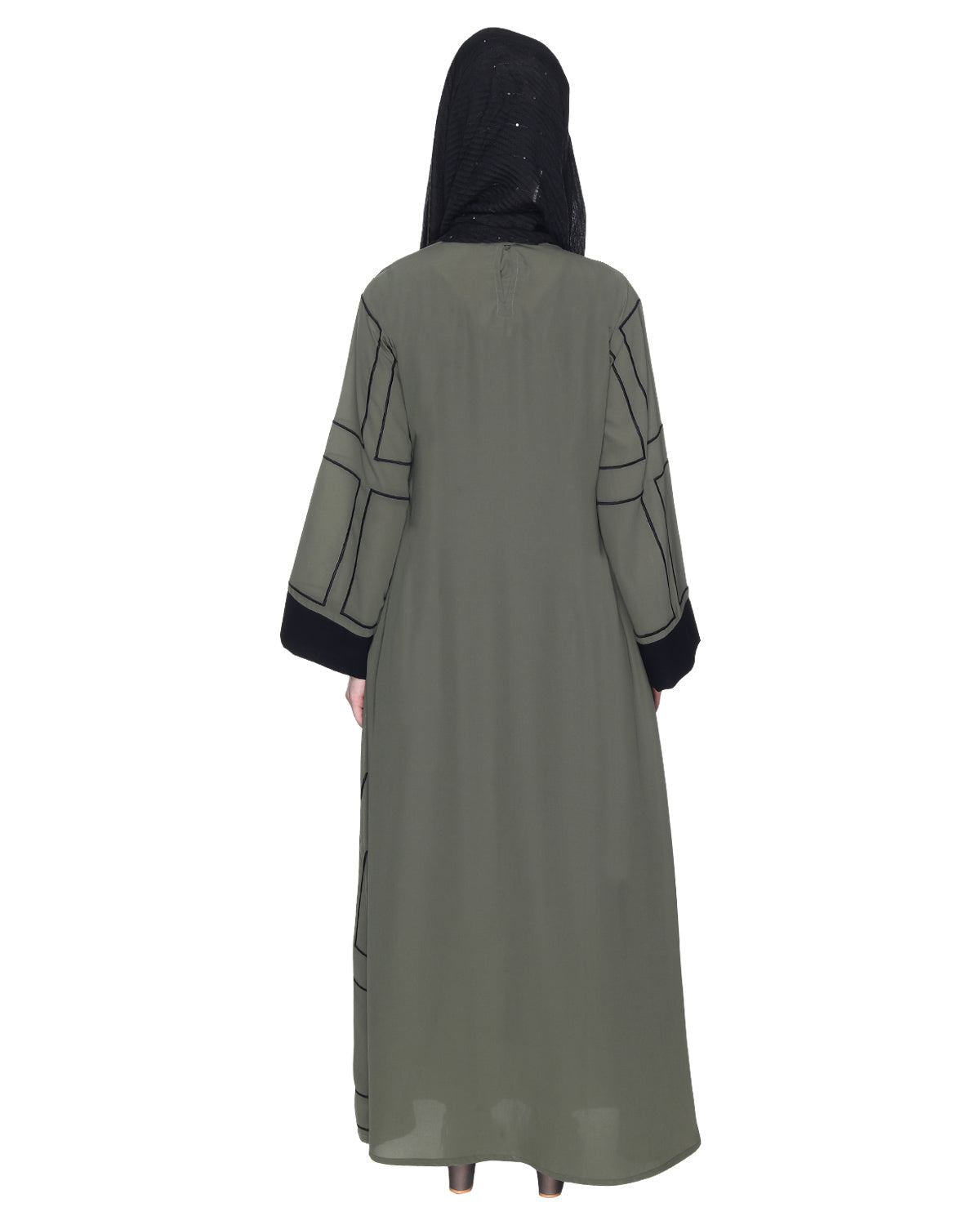 Designer Shrug Style Closed Abaya Dead Mint & Black