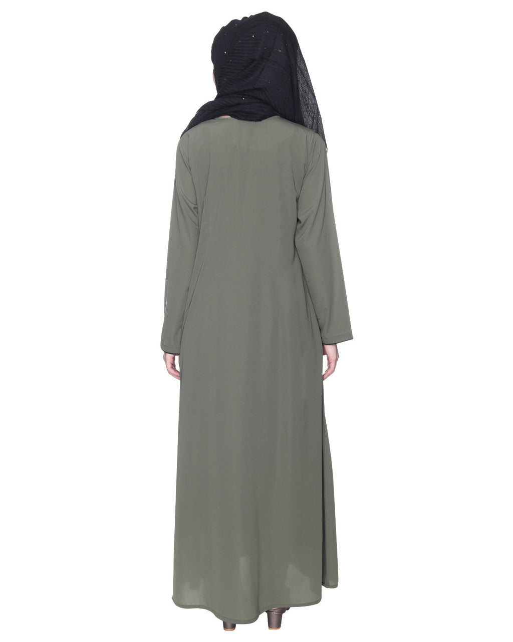 Stylish Coat Style Abaya With White Piping Dead Mint