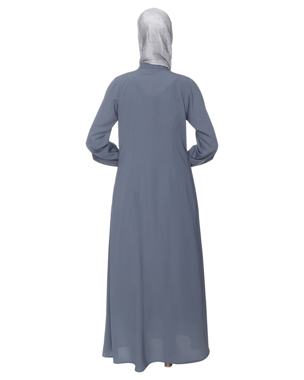 Abaya With Flashy Metallic Beads Embroidery Grey