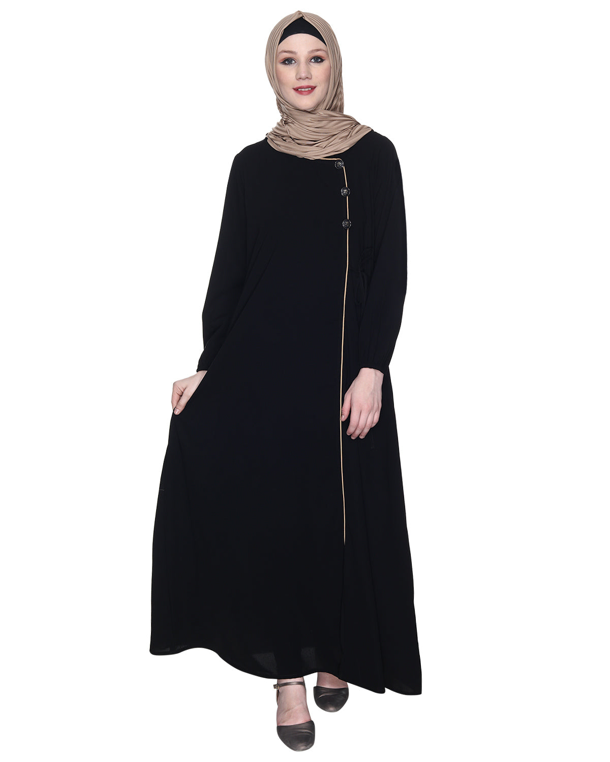 Angrakha Style Black Abaya Black
