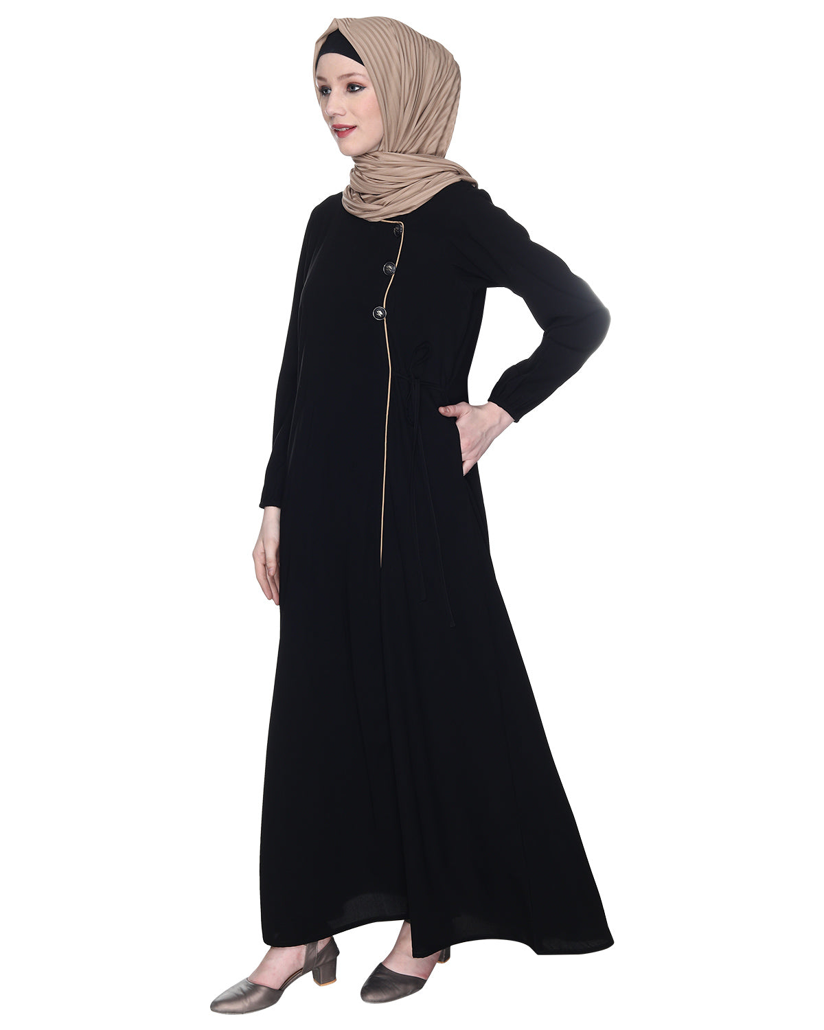Angrakha Style Black Abaya Black