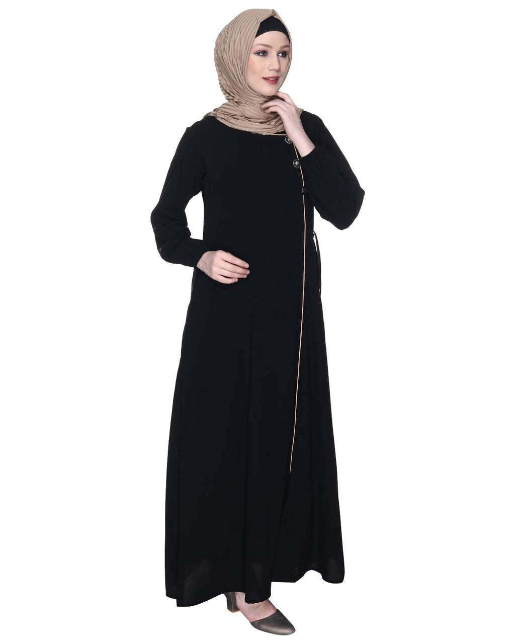 Angrakha Style Black Abaya Black