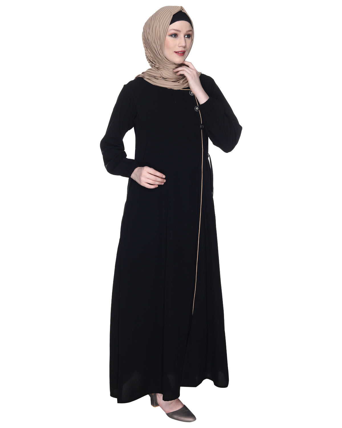 Angrakha Style Black Abaya Black