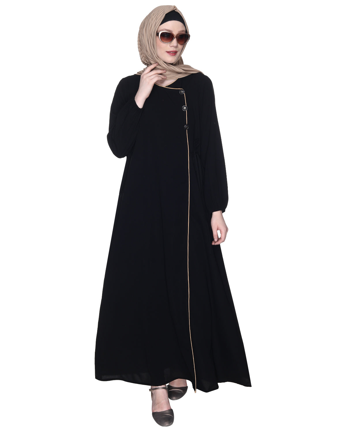 Angrakha Style Black Abaya Black