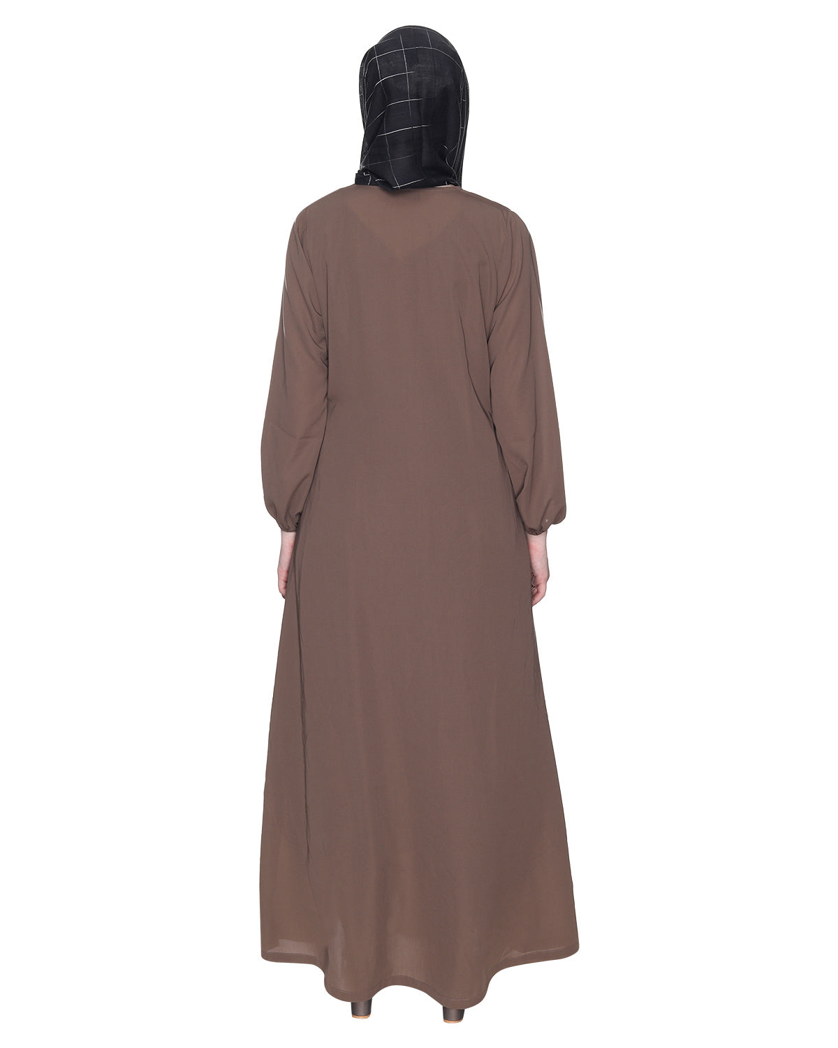 Angrakha Style Black Abaya Brown