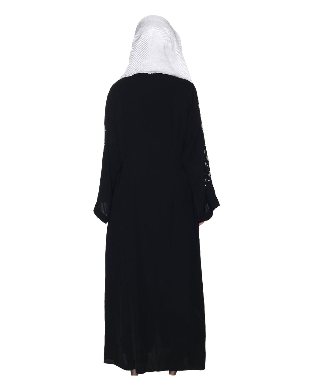 Enchanting Abaya With Sparkling Hand-Embroidered Sleeves Black