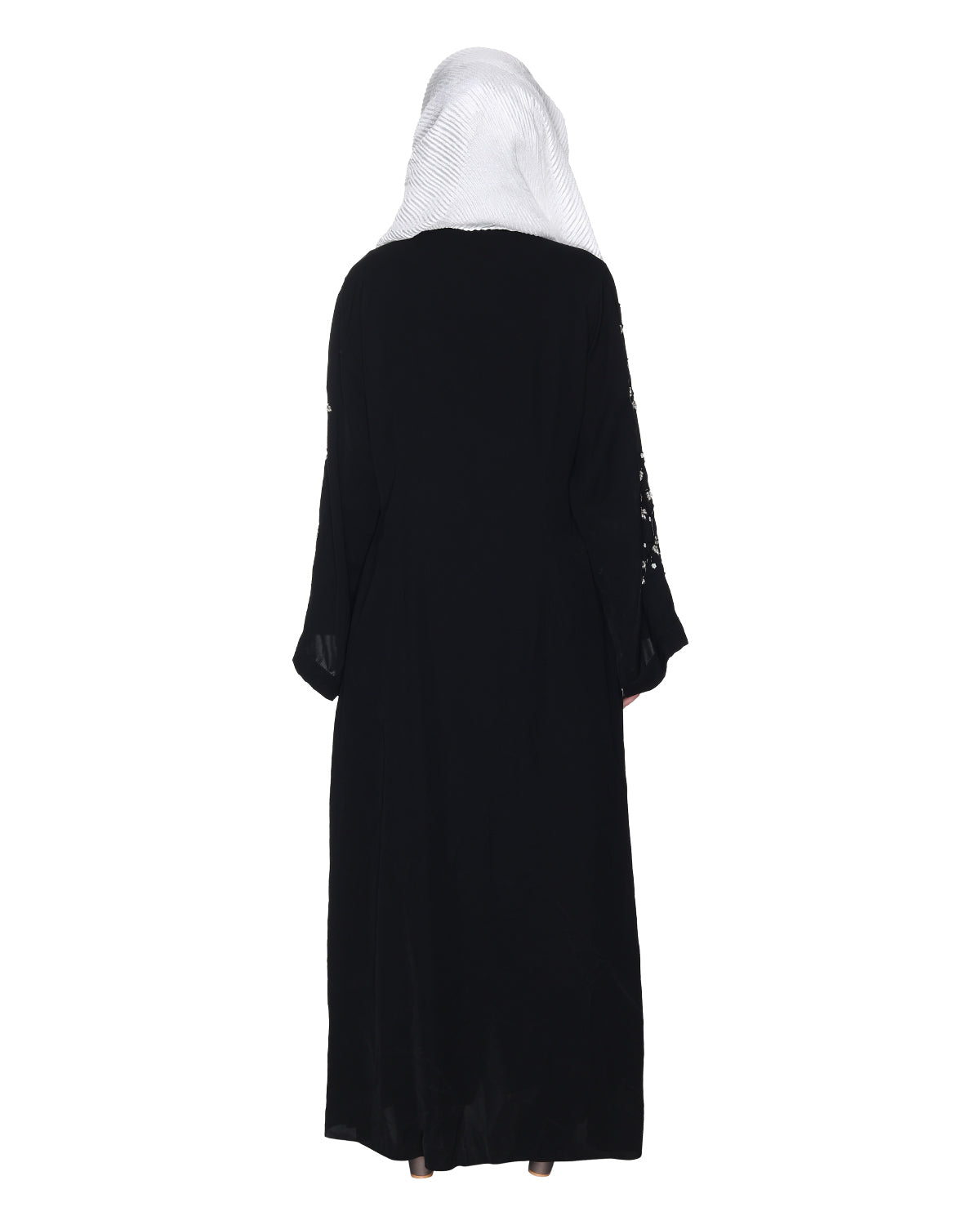 Enchanting Abaya With Sparkling Hand-Embroidered Sleeves Black