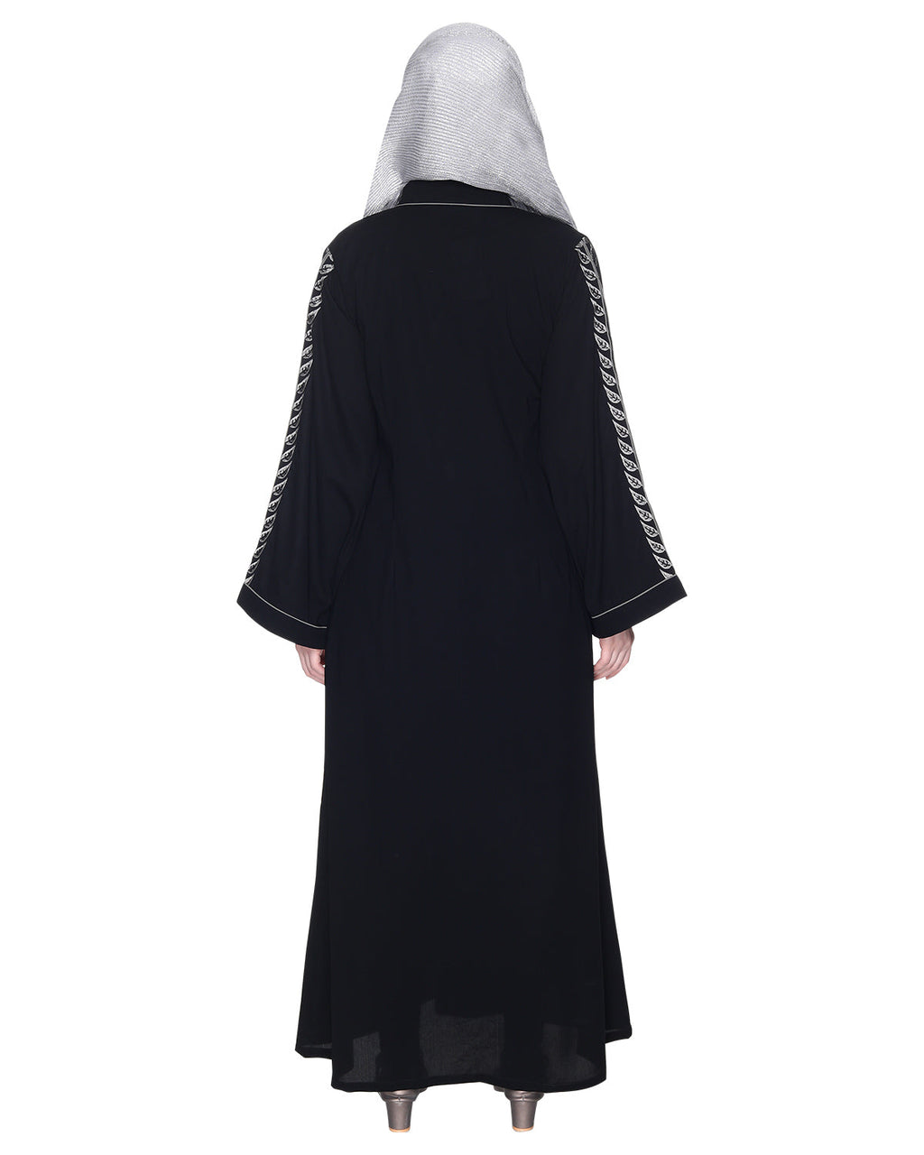 Formal Abaya With Gleaming Embroidered Sleeves Black