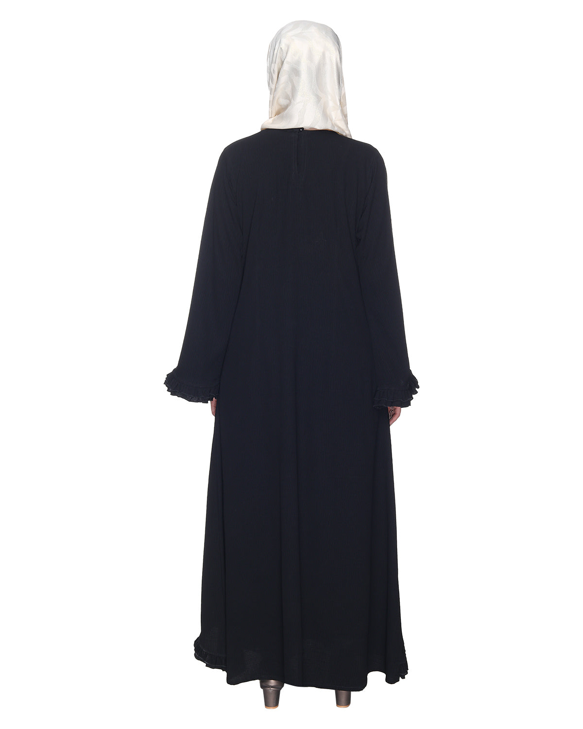 Dapper Deep Jacket Syle Frill Abaya Black