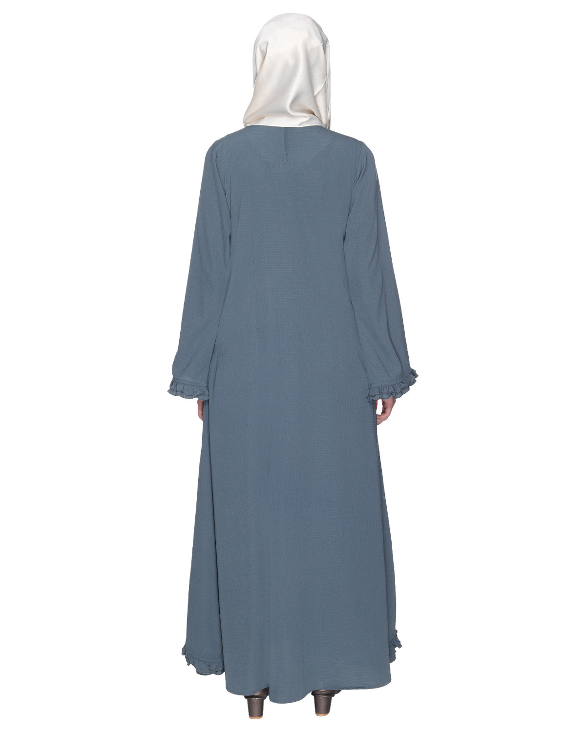 Dapper Deep Jacket Syle Frill Abaya Grey