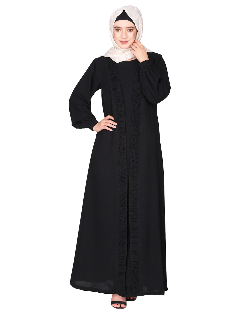 Casual Black Gown style Abaya Black