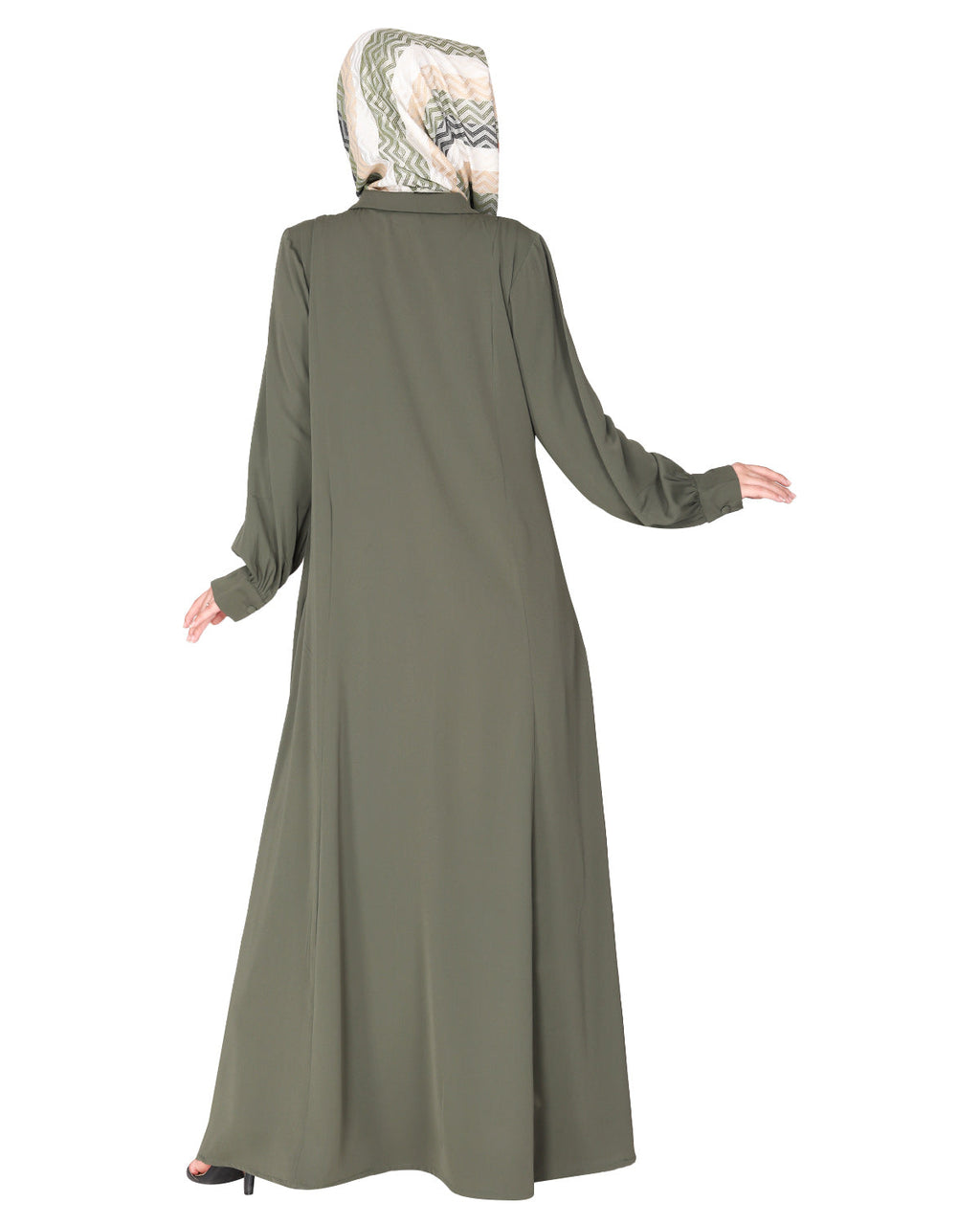 Unpretentious simple Abaya with fancy shirt collars Mint