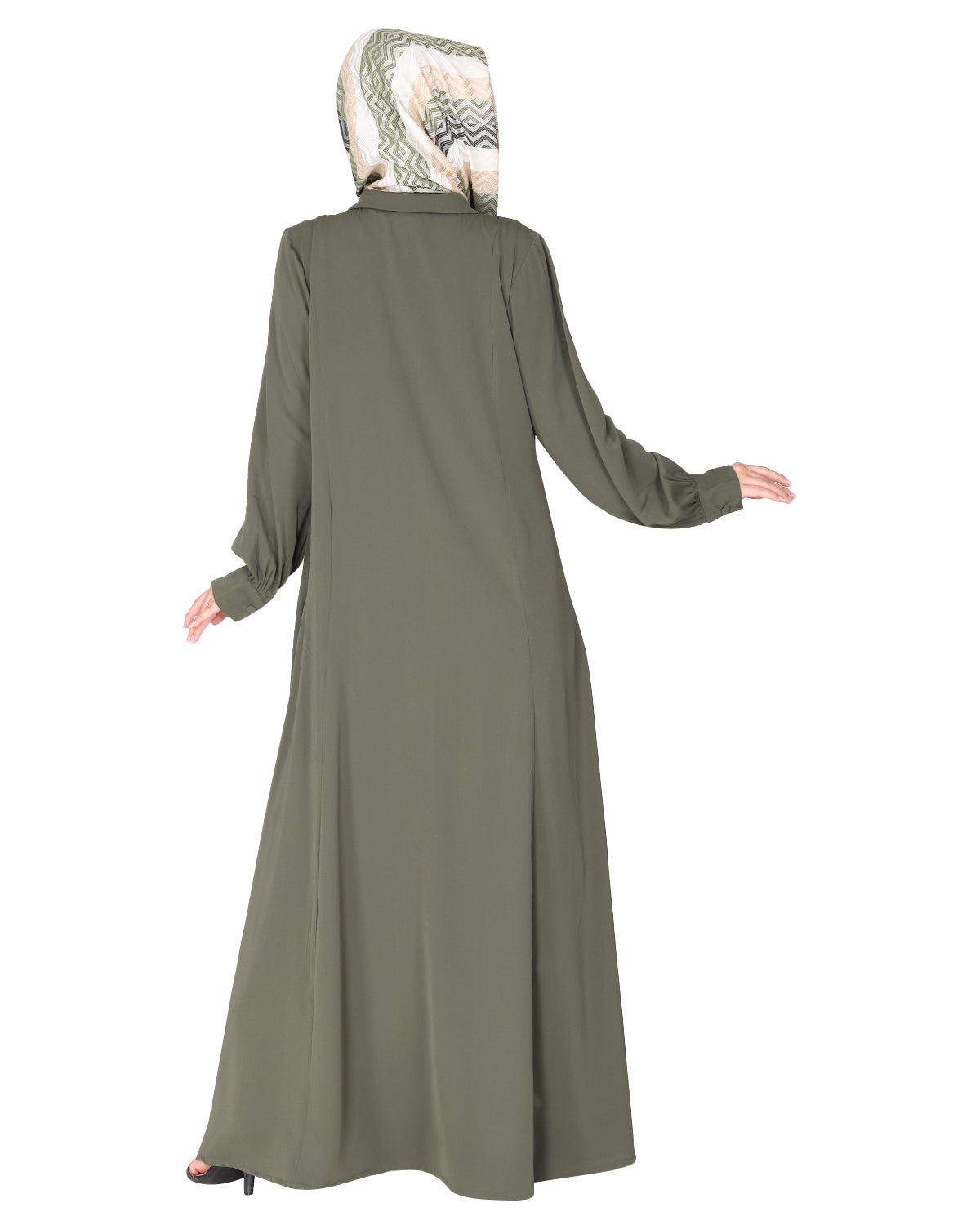 Unpretentious simple Abaya with fancy shirt collars Mint