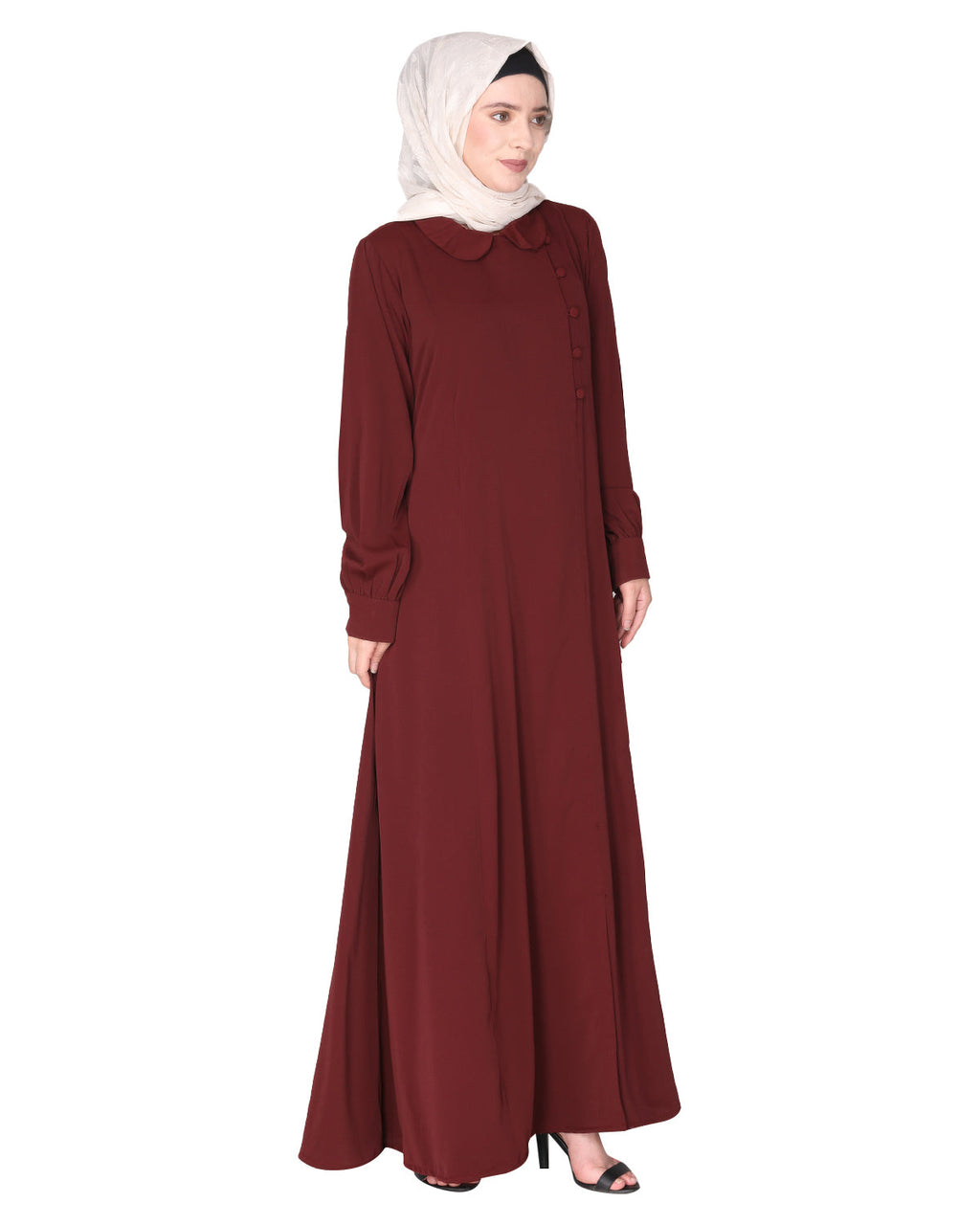 Unpretentious simple Abaya with fancy shirt collars Mint