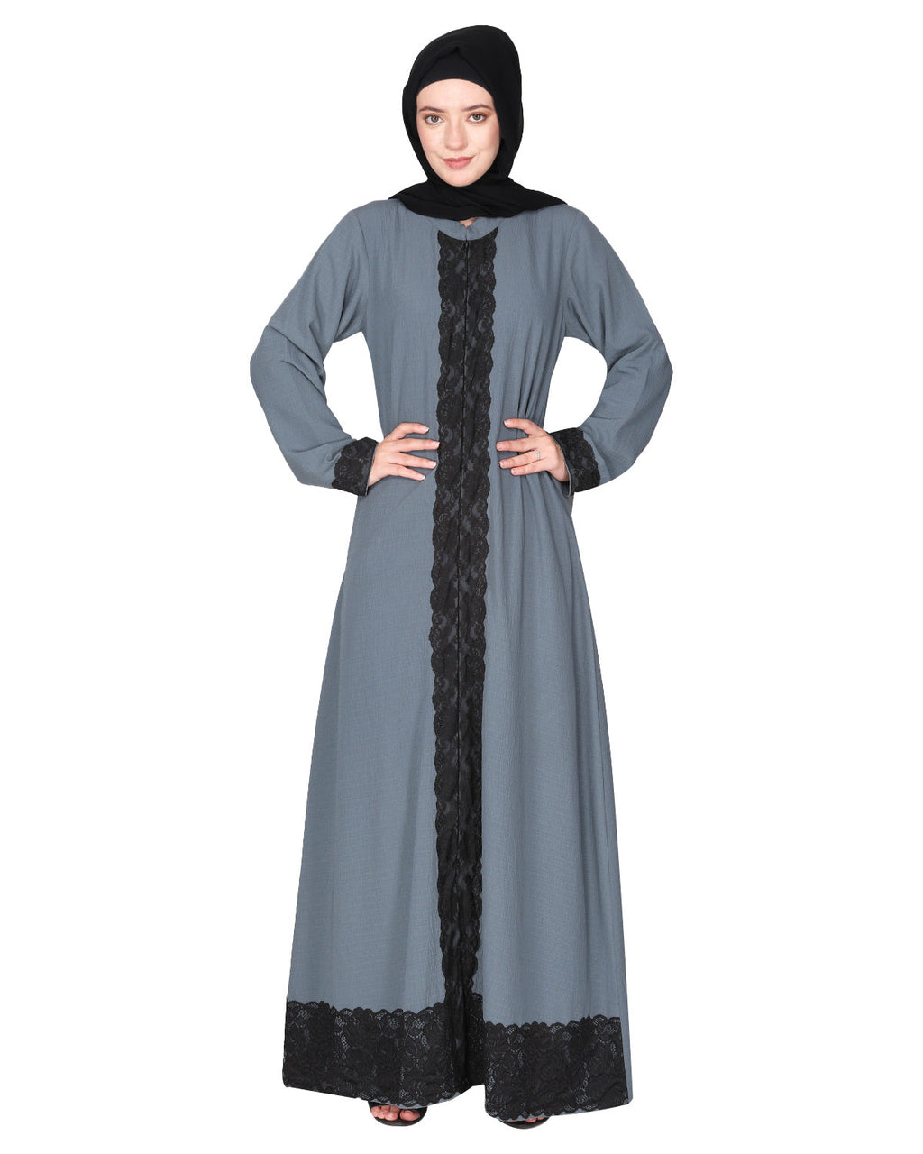 Straightlaced formal dead mint front open Abaya Dead Mint