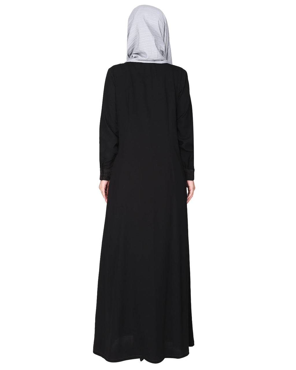 Fascinating Lacedup evening wear Abaya Black