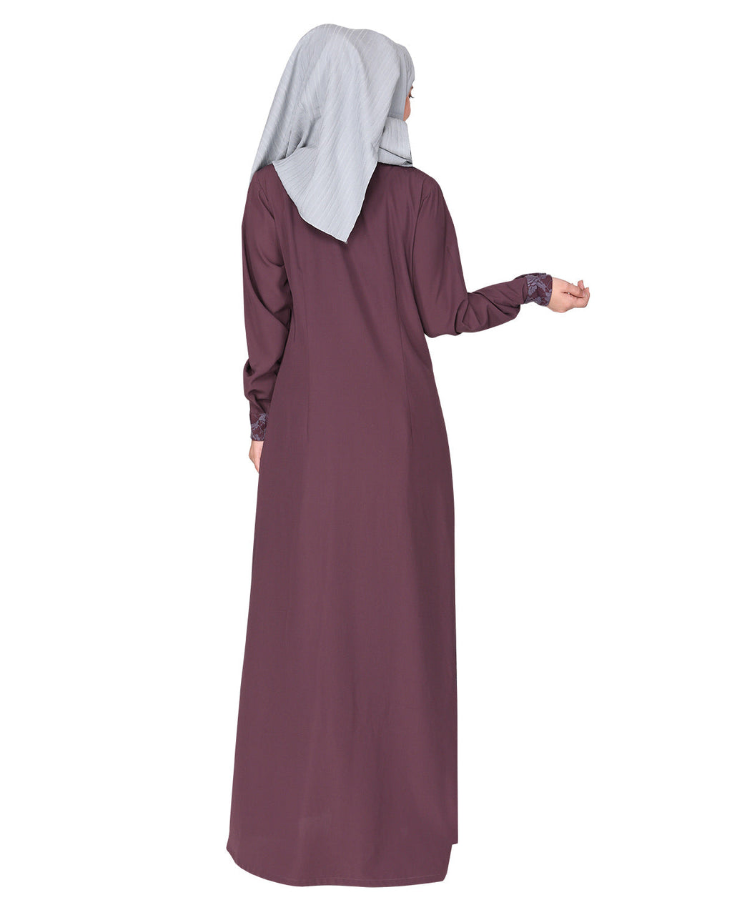 Fascinating Lacedup evening wear Abaya Purple