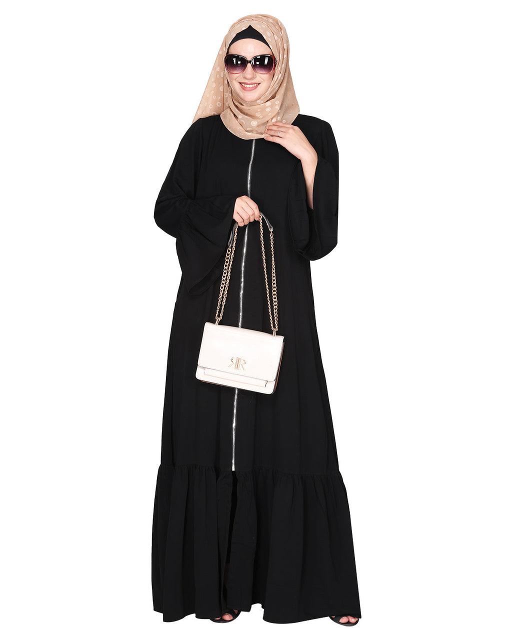 Progressive newage front open Abaya Black