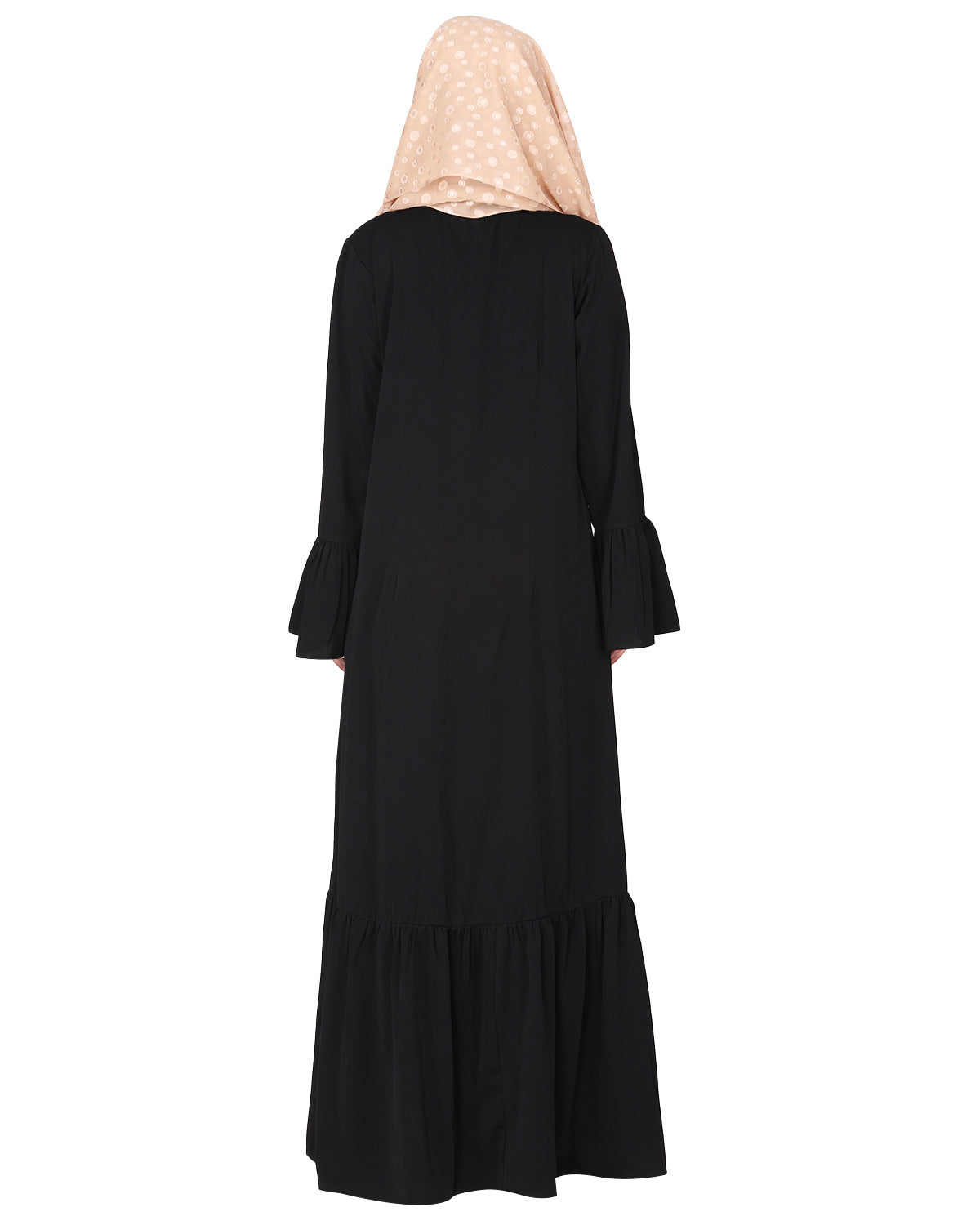 Progressive newage front open Abaya Black