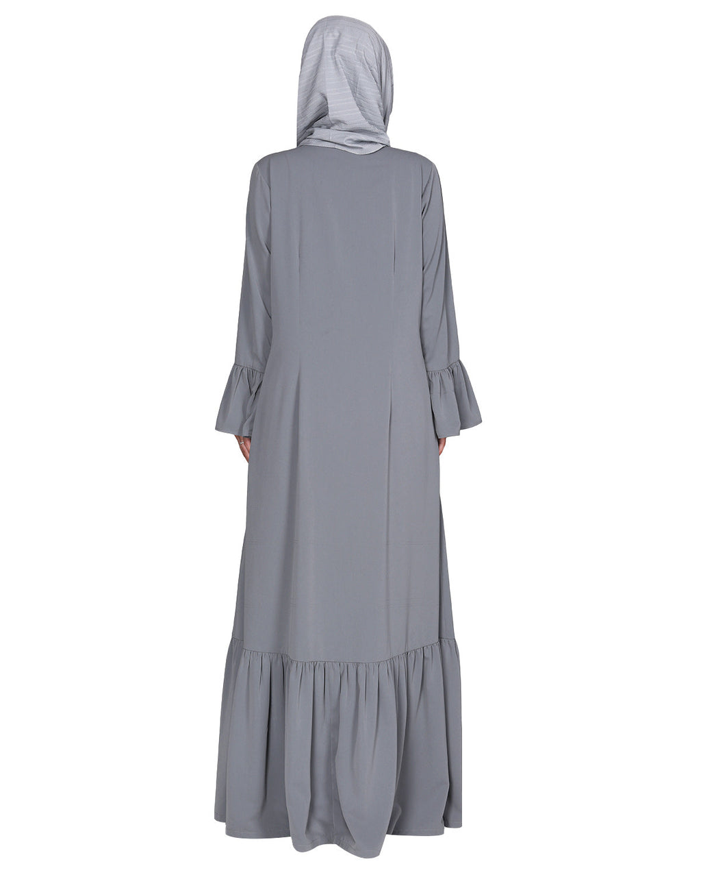 Progressive newage front open Abaya Light Grey