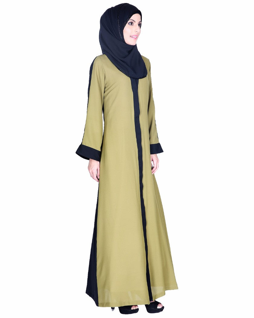 Balck And Green Abaya Green