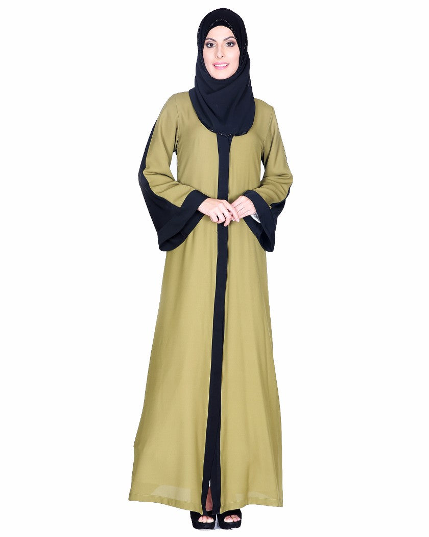 Balck And Green Abaya Green
