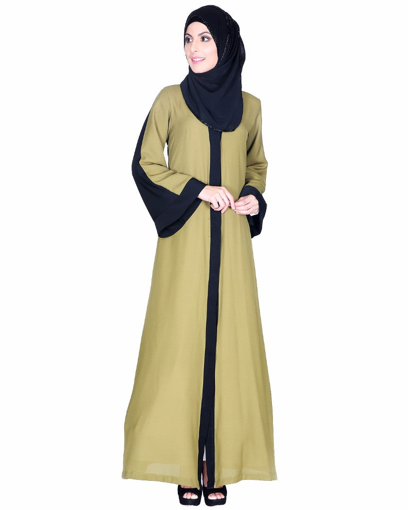 Balck And Green Abaya Green