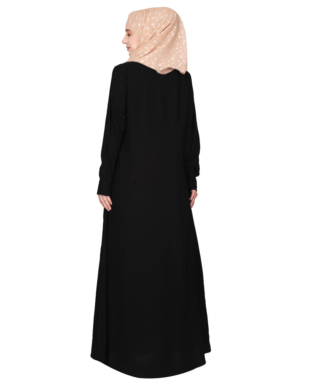 An Umbrella style stunning pleated abaya with Pinstriped Yolk Black