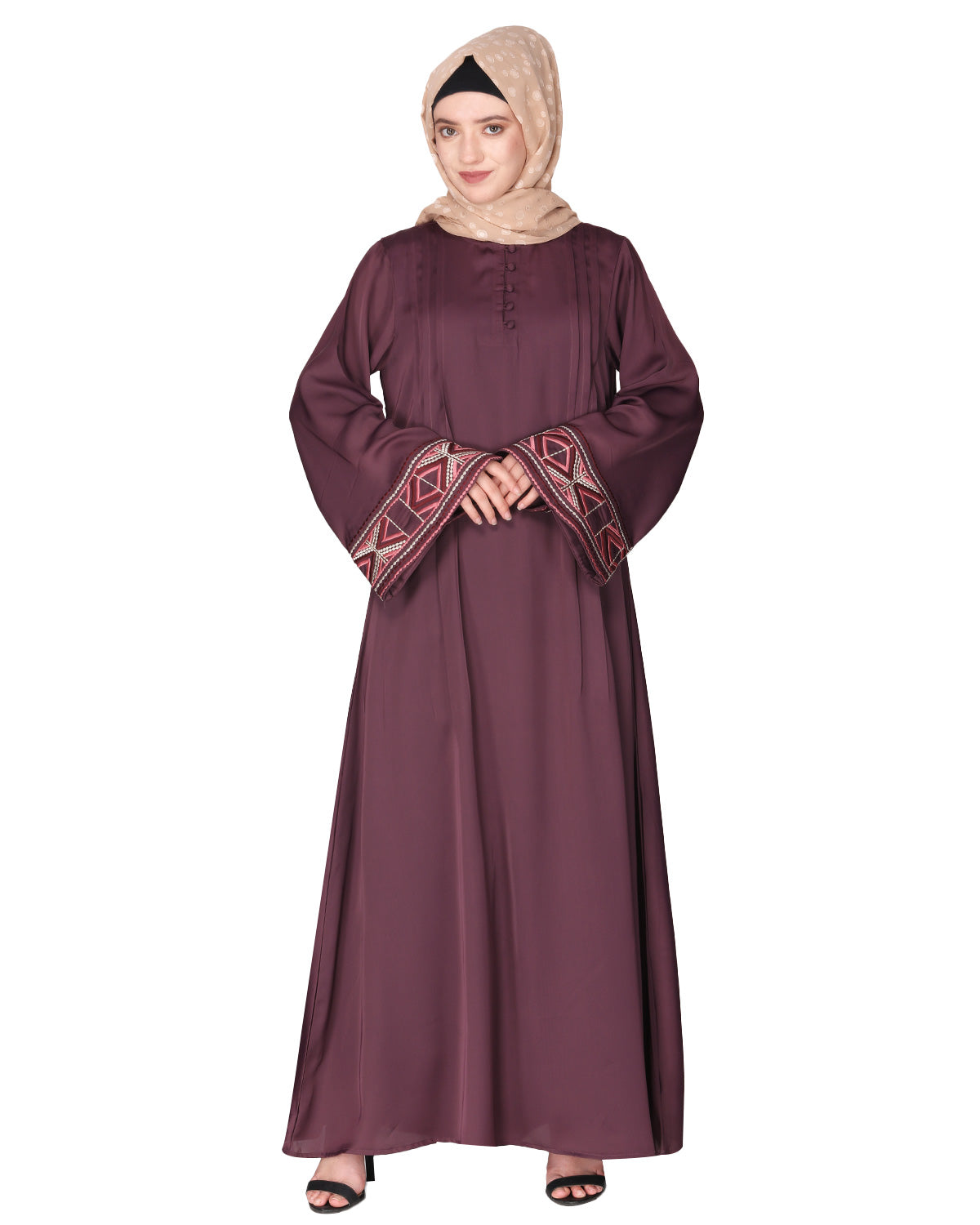 A pretty smooth flowing Bohemian Bell Sleeves abaya Purple