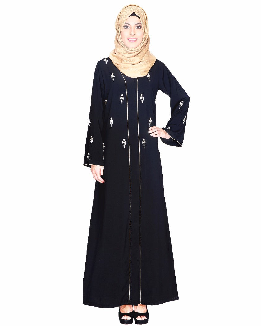 Crystal Embellished Abaya Black