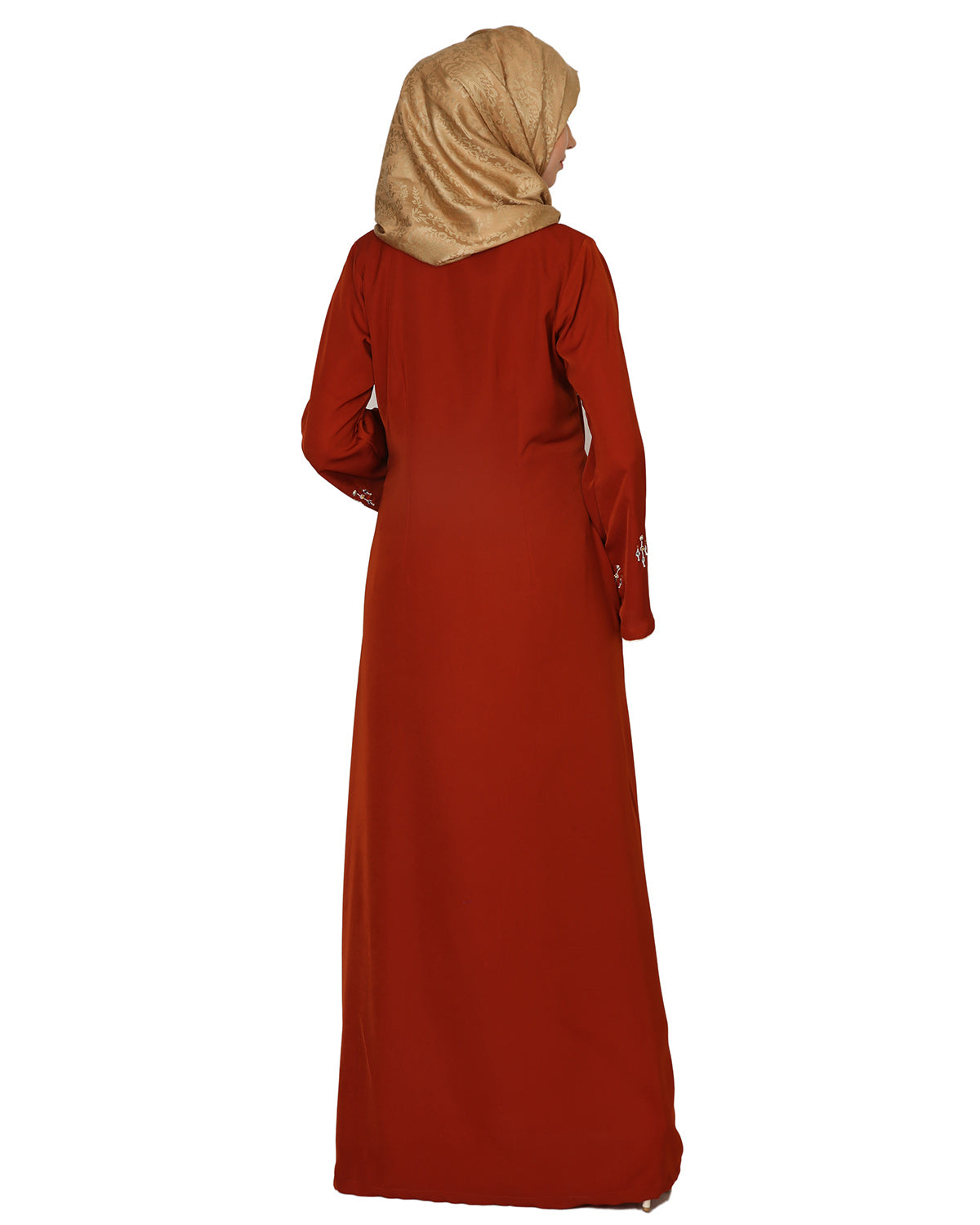 Crystal Embellished Abaya Wine