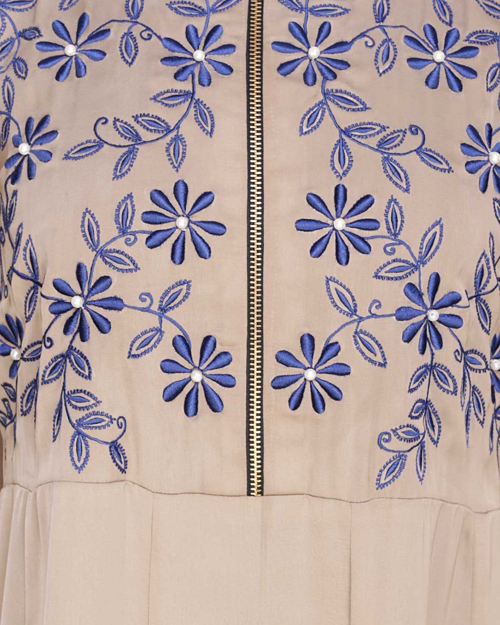 Beautiful Embroidered Abaya Yoke Beige