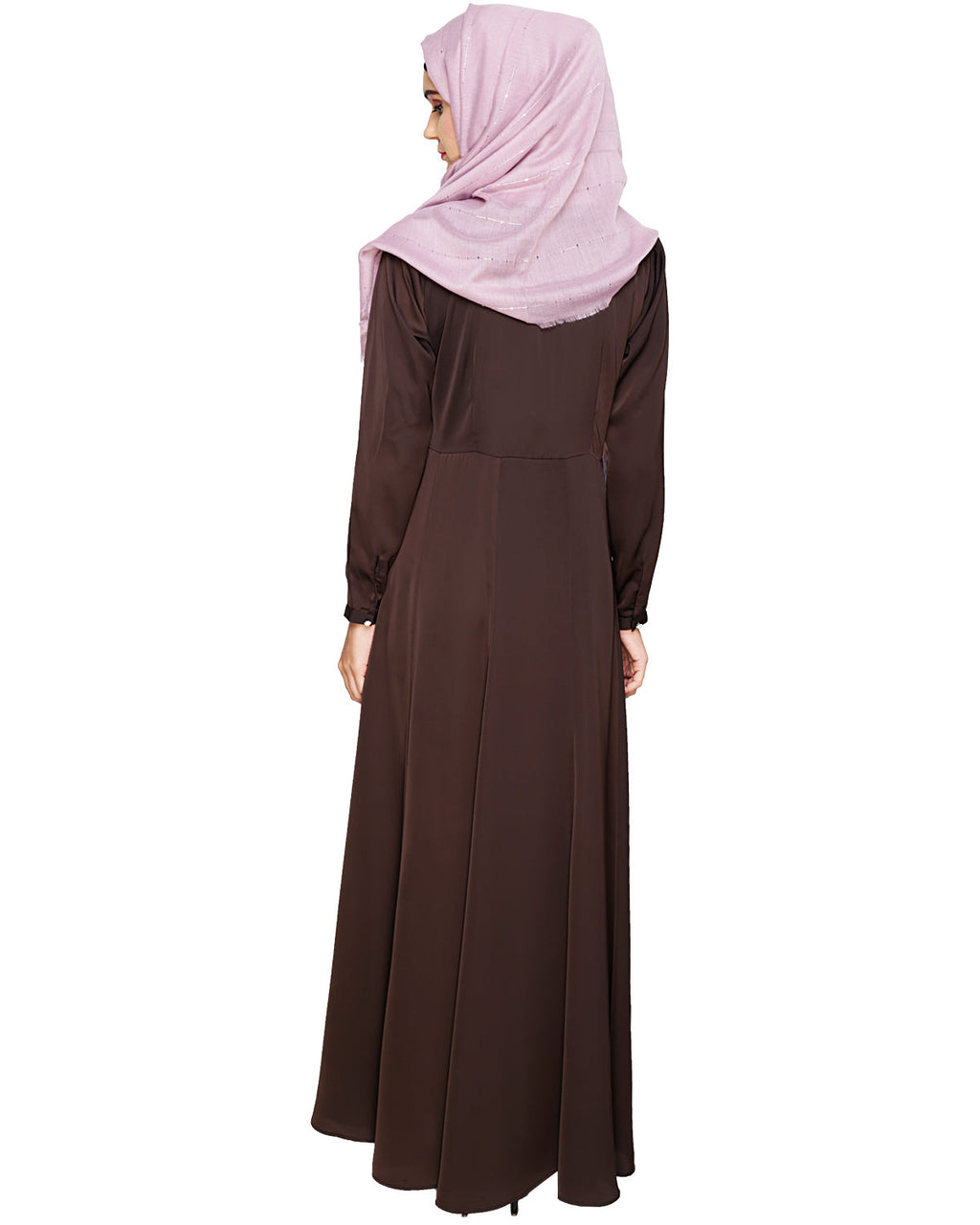 Beautiful Embroidered Abaya Yoke Brown