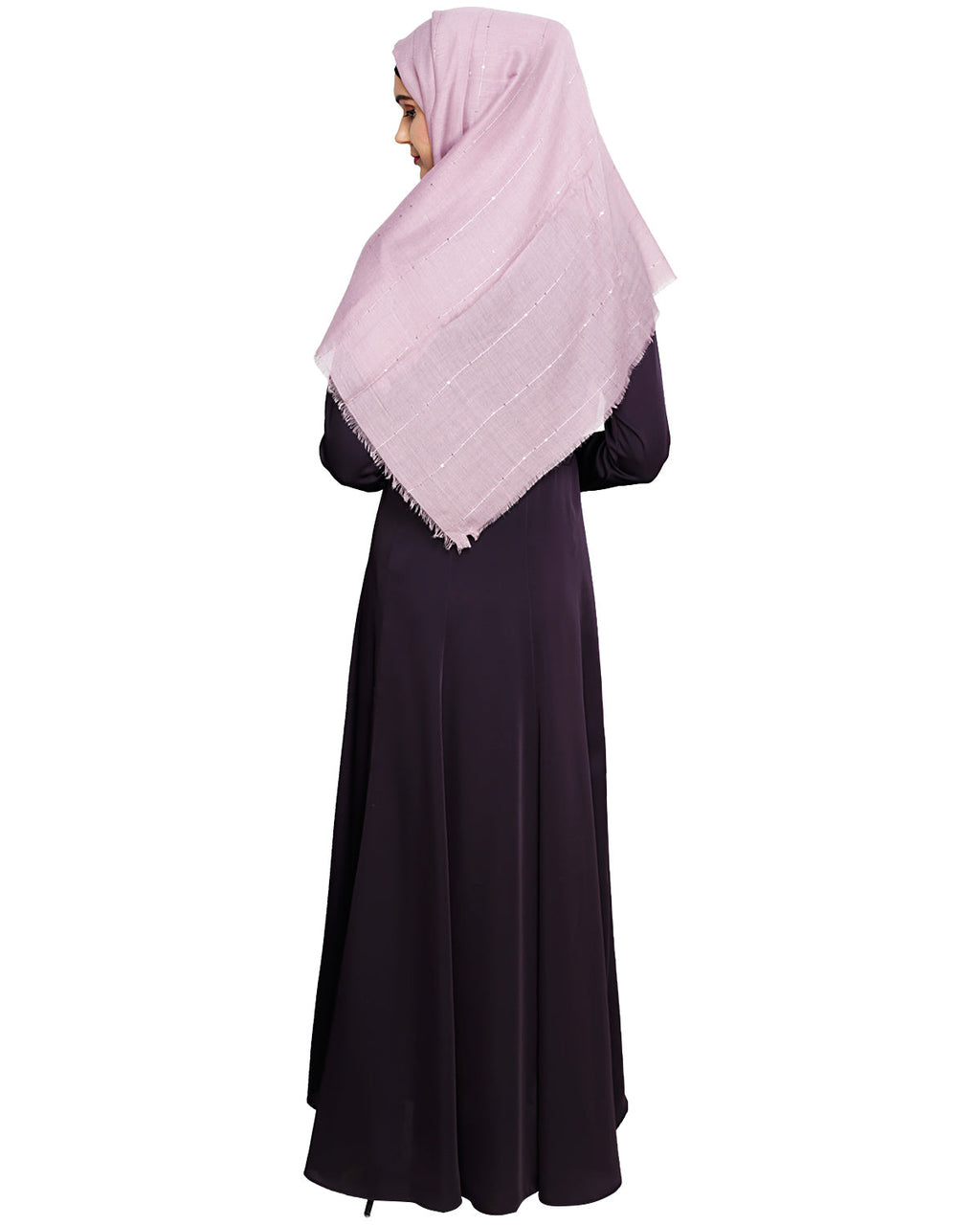 Beautiful Embroidered Abaya Yoke Dark Purple
