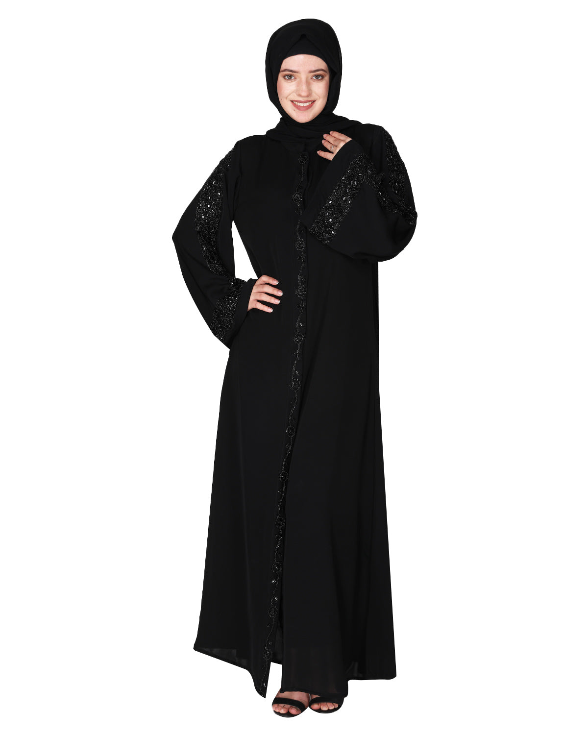 Gleaming Beaded Handwork Abaya