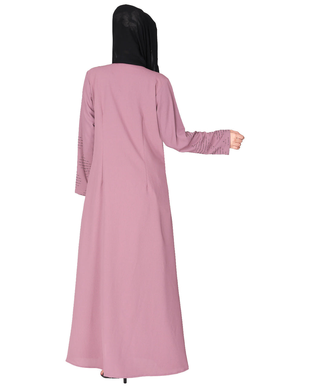 Sparkling Swarovski Crystal Stone Work abaya Onion Pink