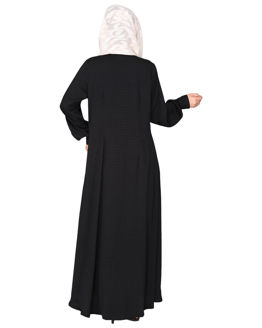Distinguished Gathers Front Open black abaya Black