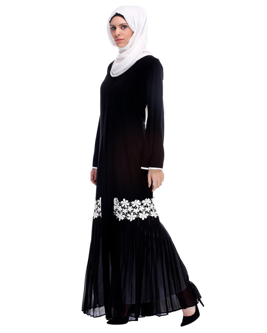 Black Pleated Abaya Black