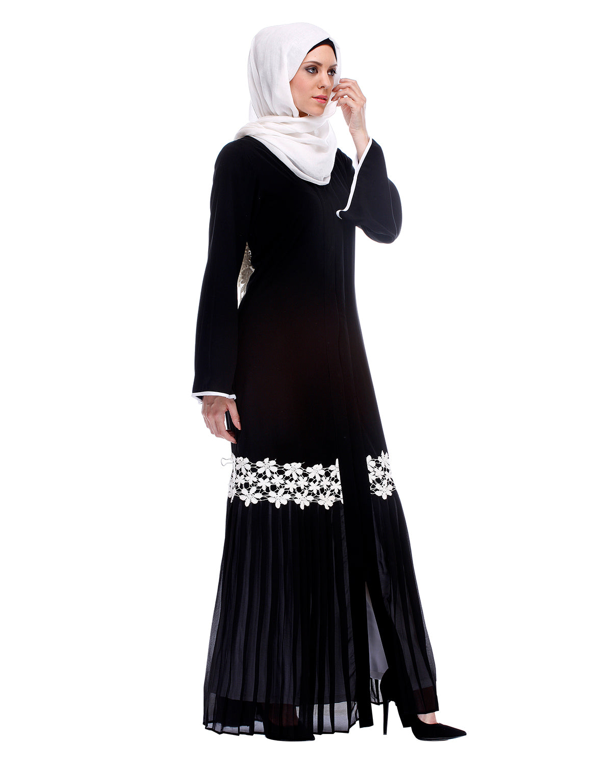 Black Pleated Abaya Black