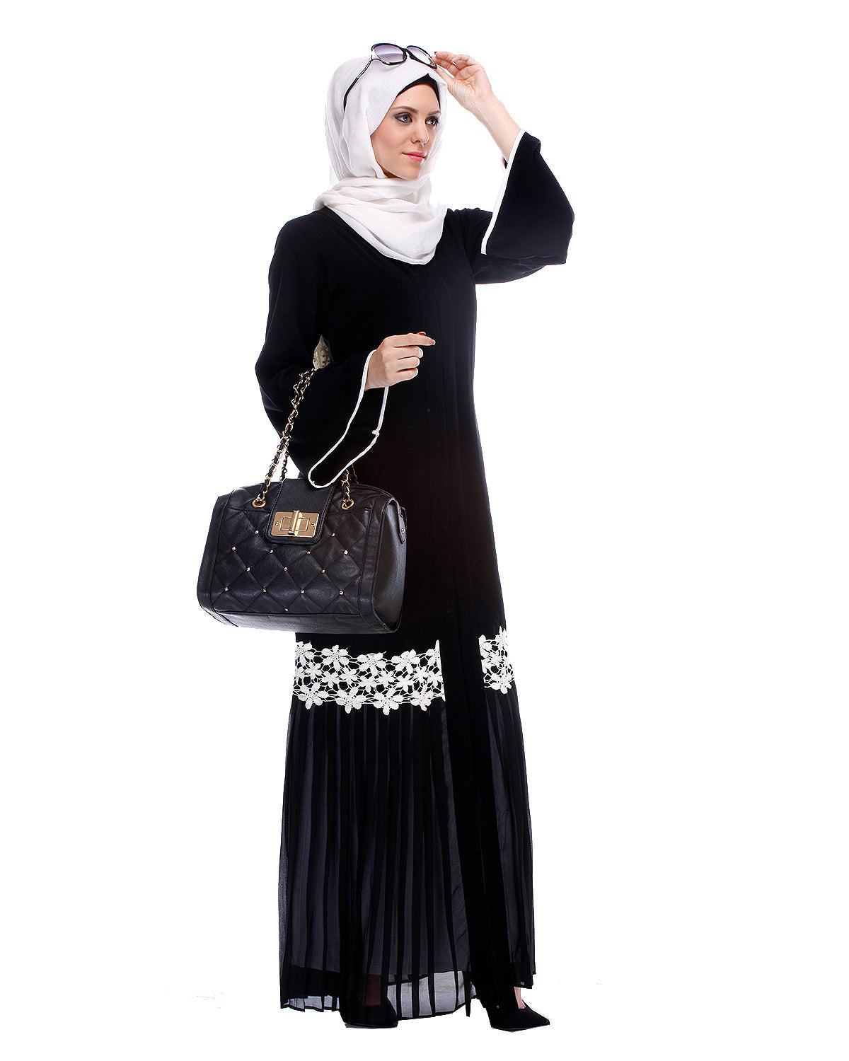 Black Pleated Abaya Black