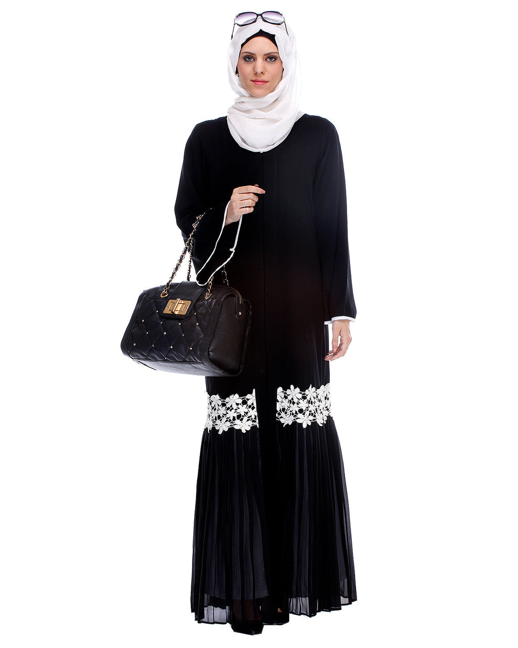 Black Pleated Abaya Black