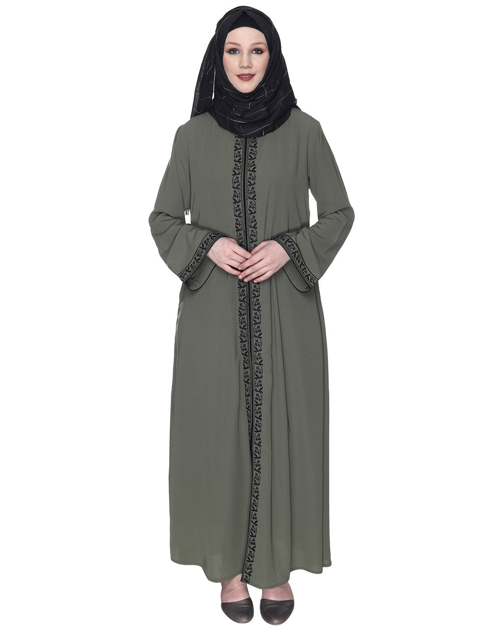 Abaya With Embroidery Dead Mint