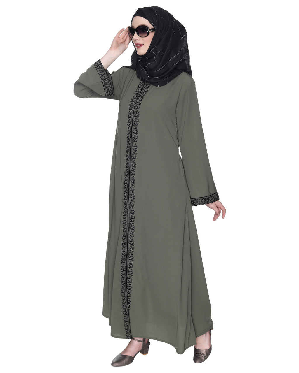 Abaya With Embroidery Dead Mint