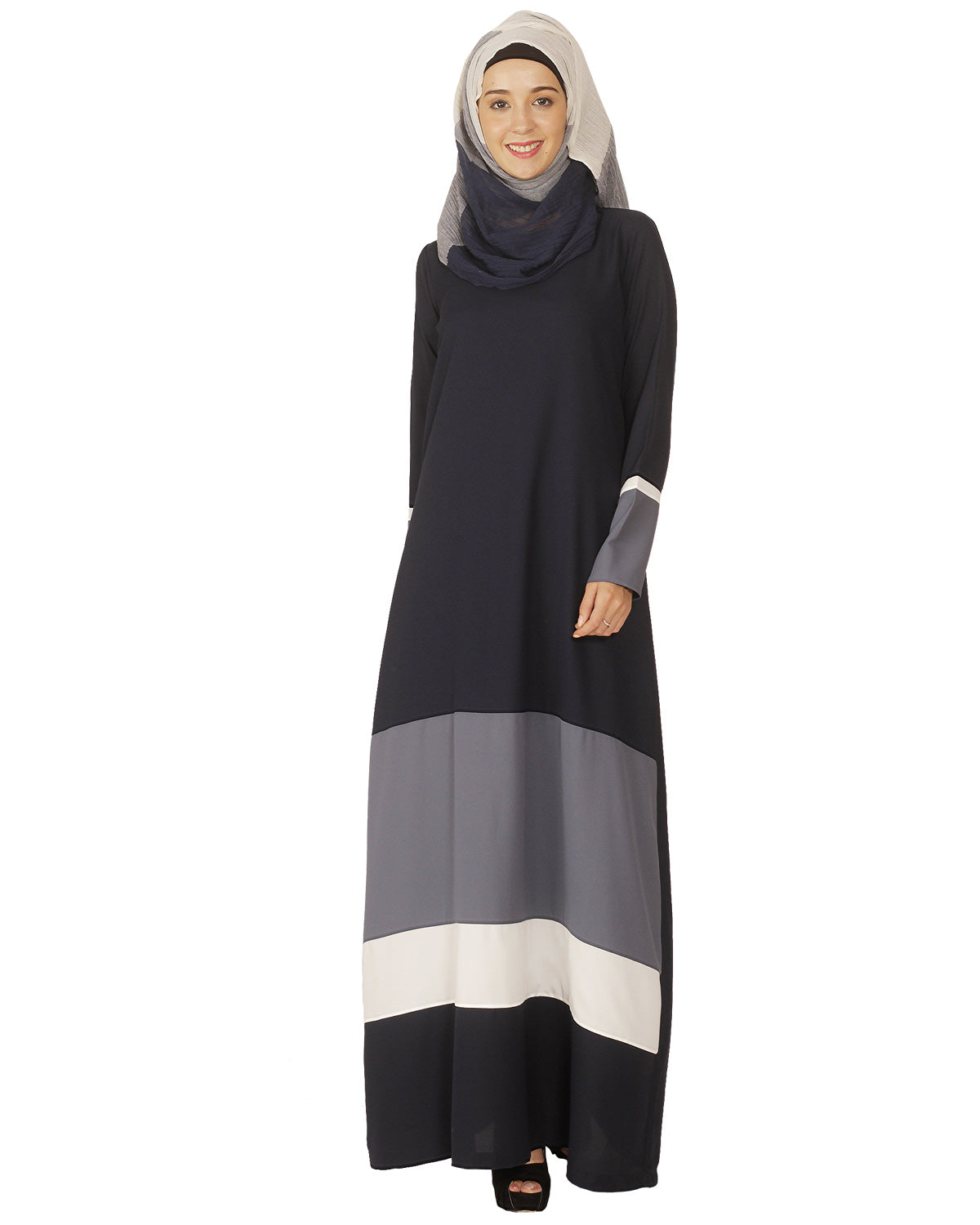 Colour Block Abaya Blue
