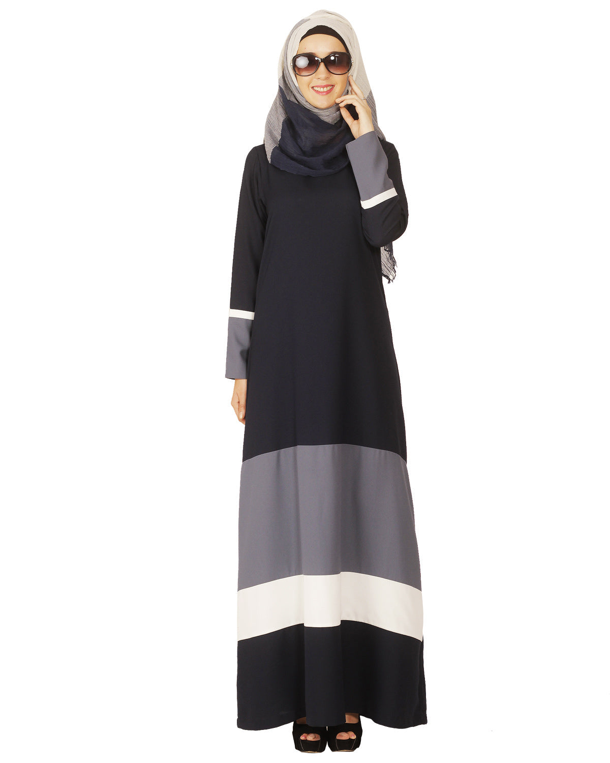 Colour Block Abaya Blue