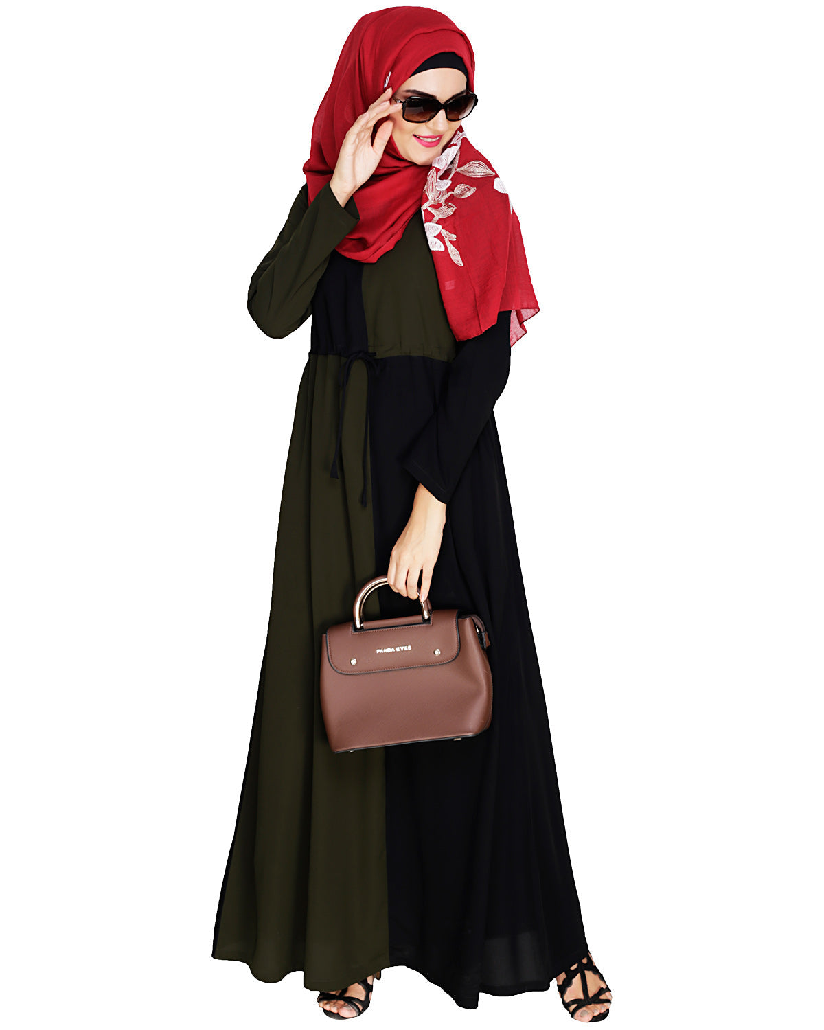 Colour Block Abaya Olive